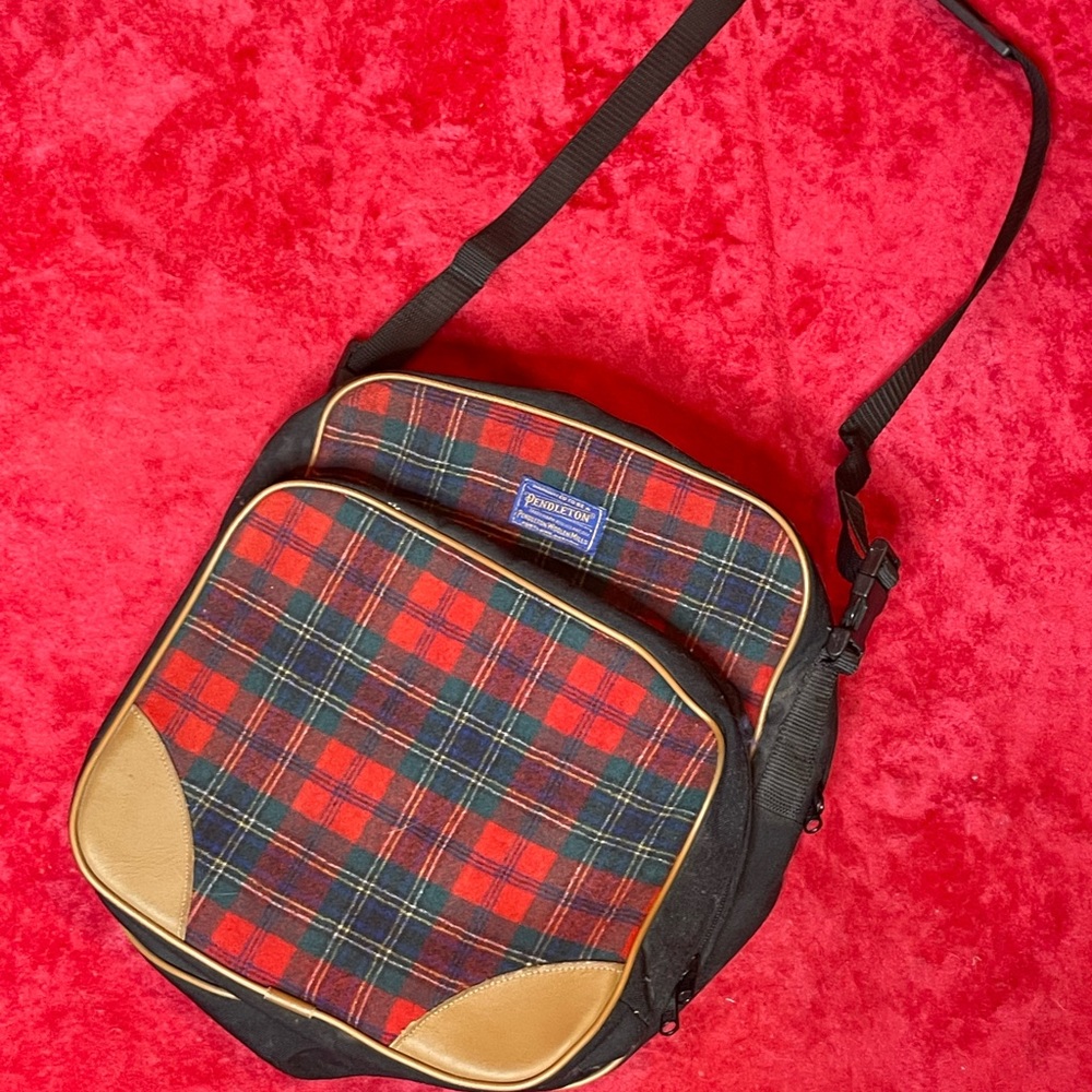 Pendleton red plaid tartan large bag vintage
